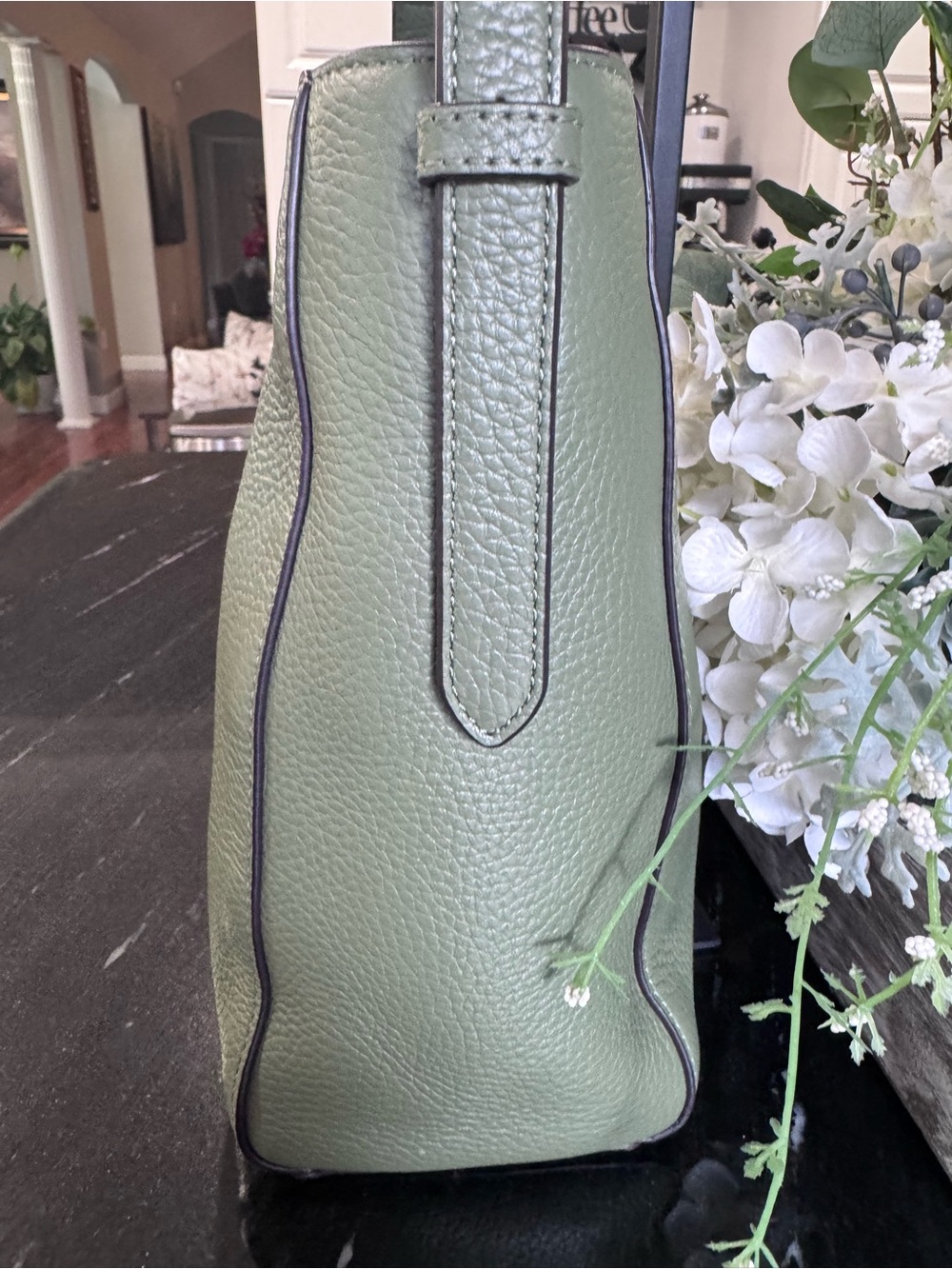 🍃Kate Spade Sage Green Juliette Medium Bucket Bag Pebbled Leather - Picture 5 of 13